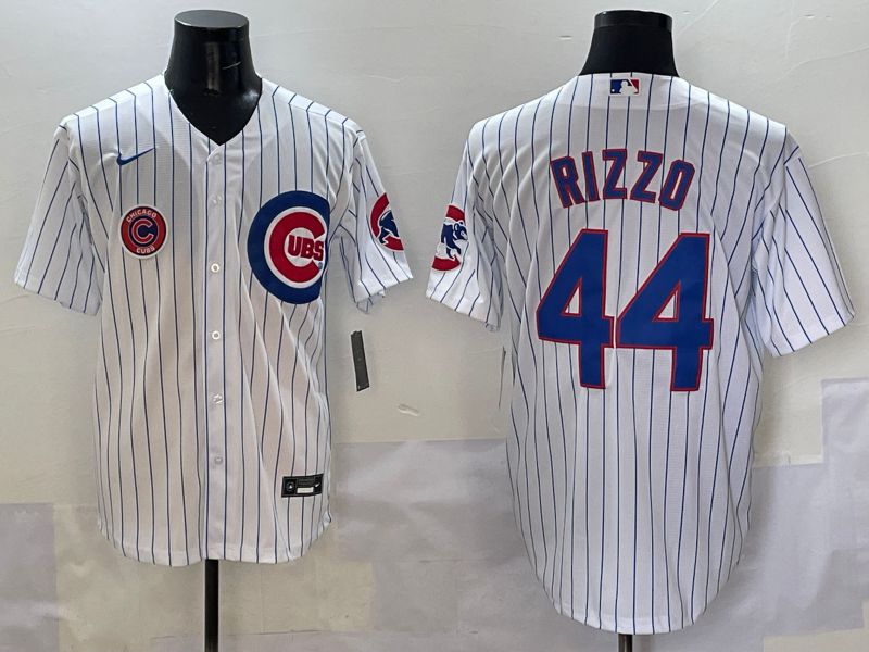Men Chicago Cubs #44 Rizzo White Stripe Game 2025 Nike MLB Jersey style 5
